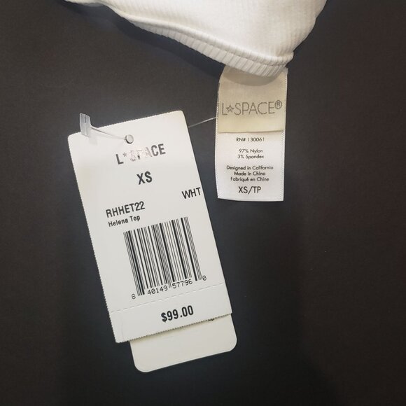 L*Space LSPACE Ribbed Helena Bikini Top Size XS White Adjustable Straps & V Wire - Picture 13 of 16